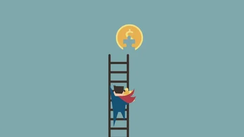 Business man climbing to keep dollar coins,money investment,growing plant Stock Footage 135230730