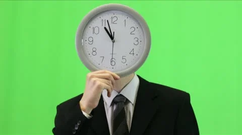 Business Man With Clock In Front Of His Face - 1 Stock Footage 12731182