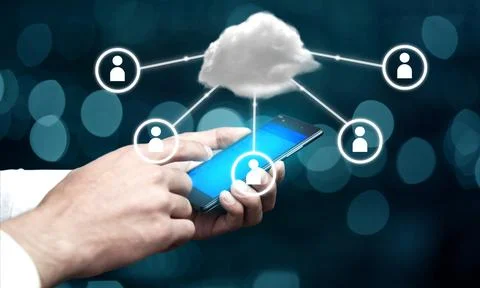Business man with cloud computing connection concept 스톡 사진