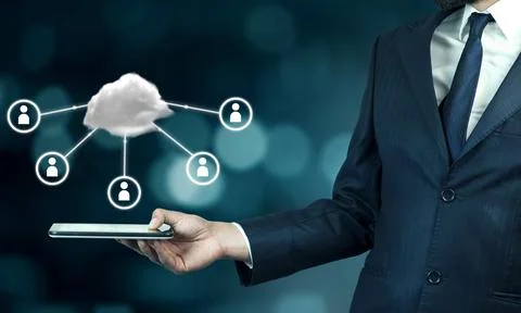 Business man with cloud computing connection concept Stock Photos