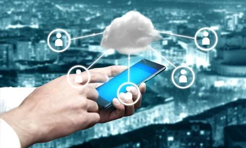 Business man with cloud computing connection concept Stock Photos