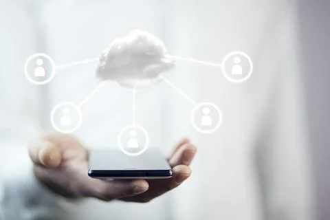 Business man with cloud computing connection concept Stock Photos