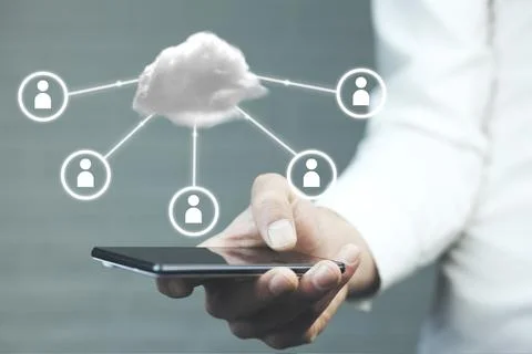 Business man with cloud computing connection concept Stock Photos