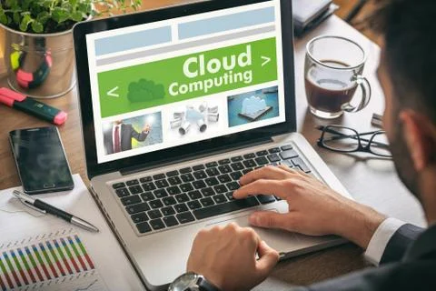 Business man cloud computing pc 스톡 사진