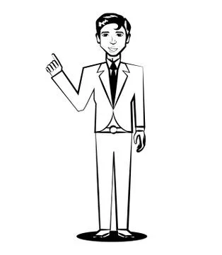 Business man comic outline Stock Illustration