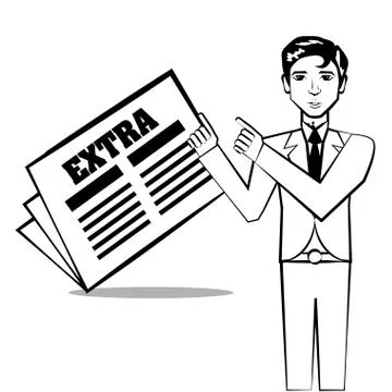 Business man comic outline Illustrazione stock
