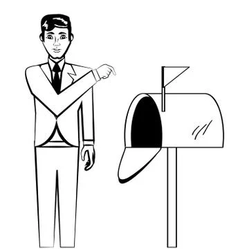 Business man comic outline Stock Illustration