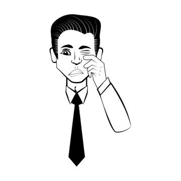 Business man comic outline Illustrazione stock
