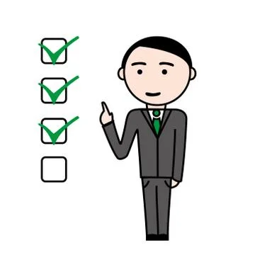 Business man with completed tasks Illustrazione stock