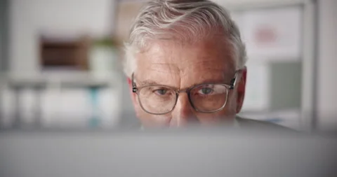 Business man, computer and reading in office for proofreading, fast checking Stock Footage 316748696