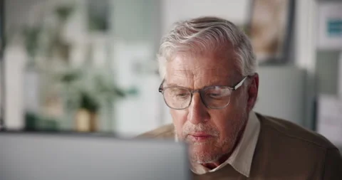 Business man, computer and reading at agency for proofreading, fast checking Stock Footage 316765999