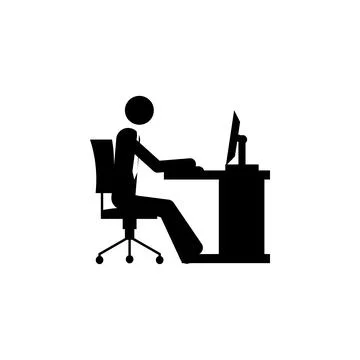 Business man at the computer icon. Element of people at work icon for mobile Stock Illustration