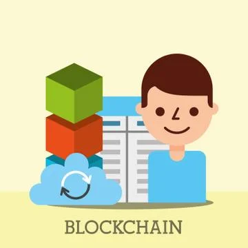 Business man contract cloud data blockchain Stock Illustration