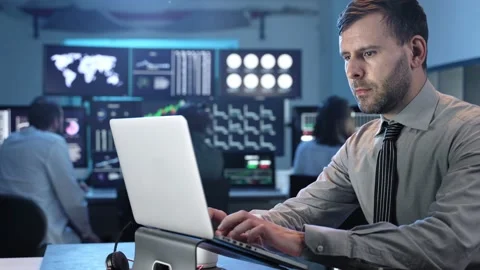 Business Man Data Analyst Working in Off... | Stock Video | Pond5