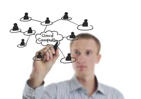 Business man draw cloud computing chart 写真素材