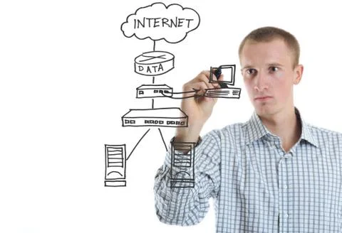 Business man draw cloud computing chart Stock Photos