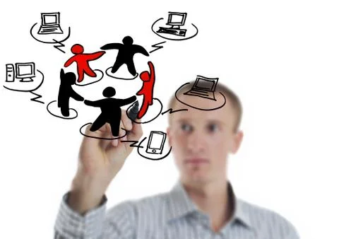 Business man draw cloud computing chart 스톡 사진