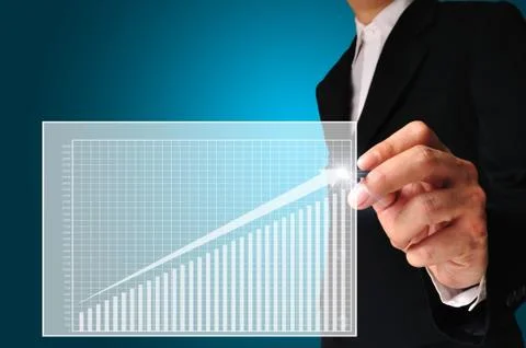 Business man draw graph Stock-Illustration