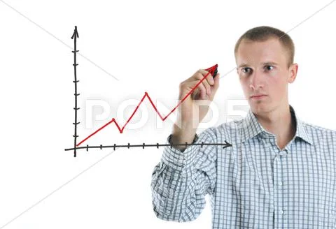Business man draw line chart Stock Photos