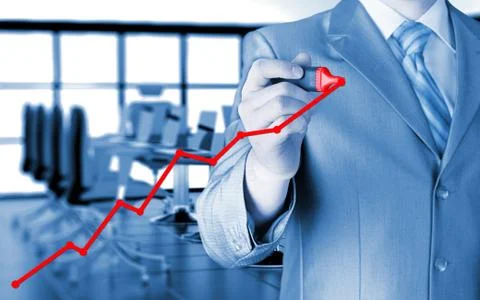 Business man drawing a growing graph Stock Illustration