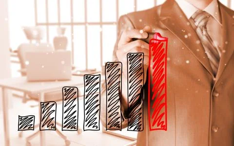 Business man drawing a growing graph Stock Illustration