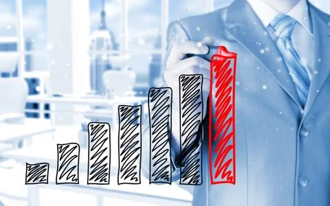 Business man drawing a growing graph Stock-Illustration