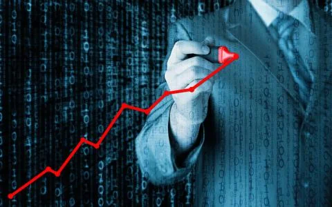 Business man drawing a growing graph Stock-Illustration