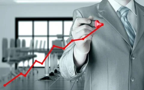 Business man drawing a growing graph Stock Illustration