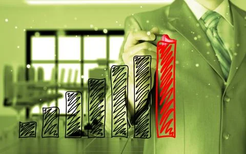 Business man drawing a growing graph Stock Illustration