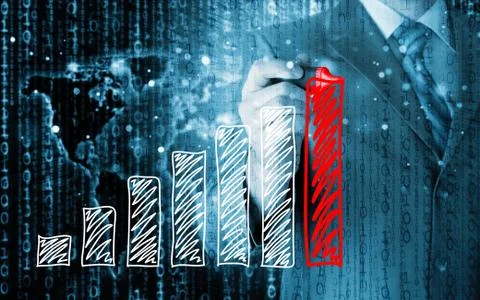 Business man drawing a growing graph Stock Illustration
