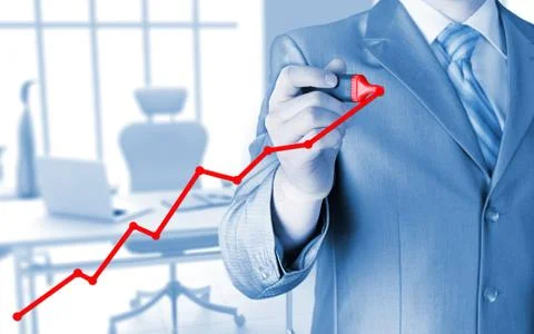 Business man drawing a growing graph Stock Illustration