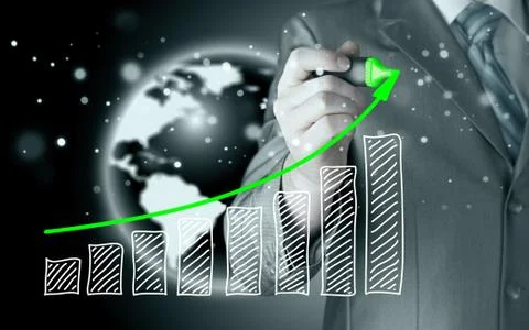 Business man drawing a growing graph Stock Illustration