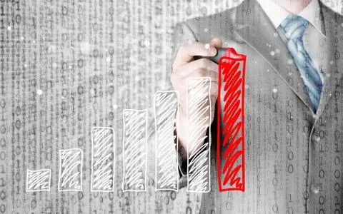 Business man drawing a growing graph Stock Illustration