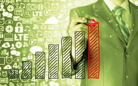 Business man drawing a growing graph Stock Illustration