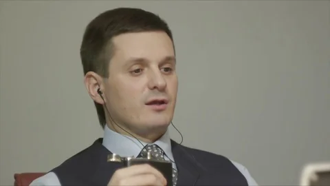 Business man drinking alcohol from a flask in the office Stock Footage 70673247