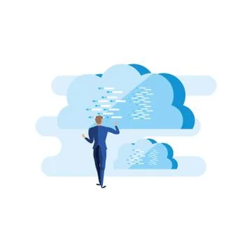 Business man elegant with clouds computing Stockillustratie