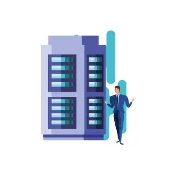 Business man elegant with data center server Stock Illustration