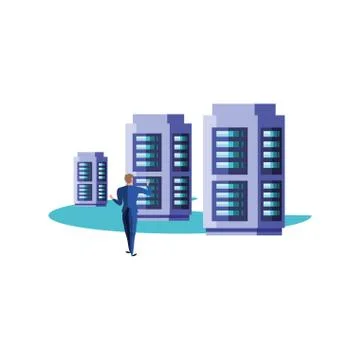 Business man elegant with data center server Stock Illustration