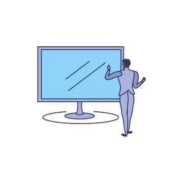 Business man elegant with desktop computer Stock Illustration