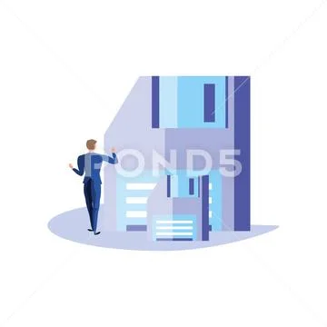 Business man elegant with floppy disk Stock Illustration