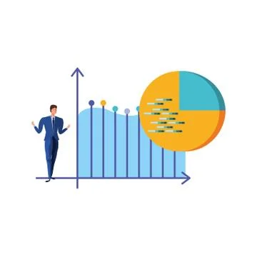 Business man elegant with statistics graphics Illustrazione stock