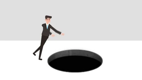 Business man fall into the hole. Risk concept. Stock Footage 228355331