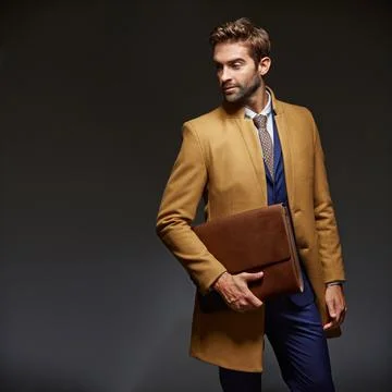 Business man, folder and thinking in studio with lawyer, case file and refl.. 写真素材
