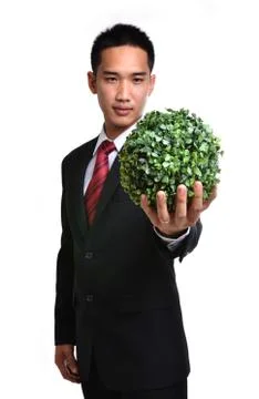 Business man with future eco - green energy concept Stock Photos