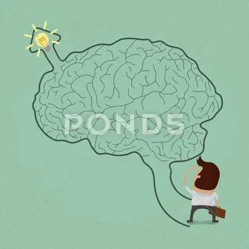 Business man go to brain maze , eps10 vector format Stock Illustration