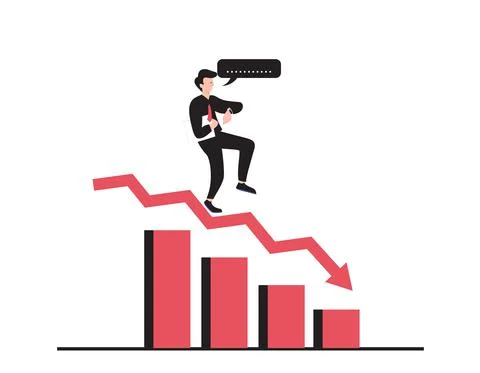 Business man is going down on the chart Stock-Illustration