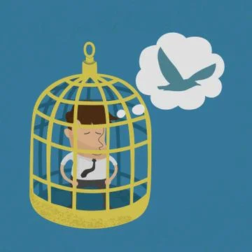Business man in golden bird cage , eps10 vector format Stock Illustration