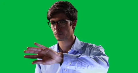 Business man on green background Stock Footage 325029399