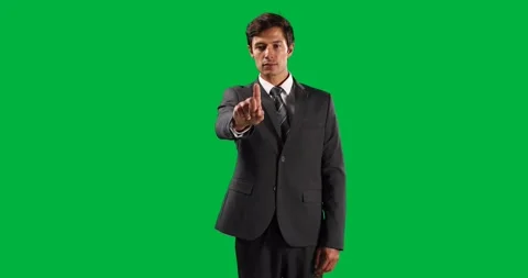 Business man on green background Stock Footage 325176393