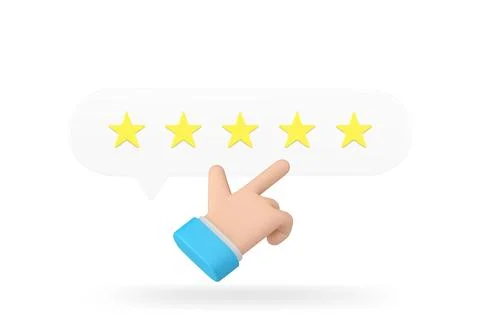 Business man hand cursor click five stars rating best customer choice 3d icon Stock Illustration